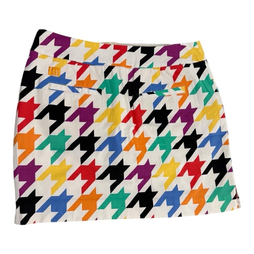 Loudmouth Ladies Multicolor Houndstooth Golf Skirt Size 6 Y2K Retro Stretch Mini - Picture 2 of 6